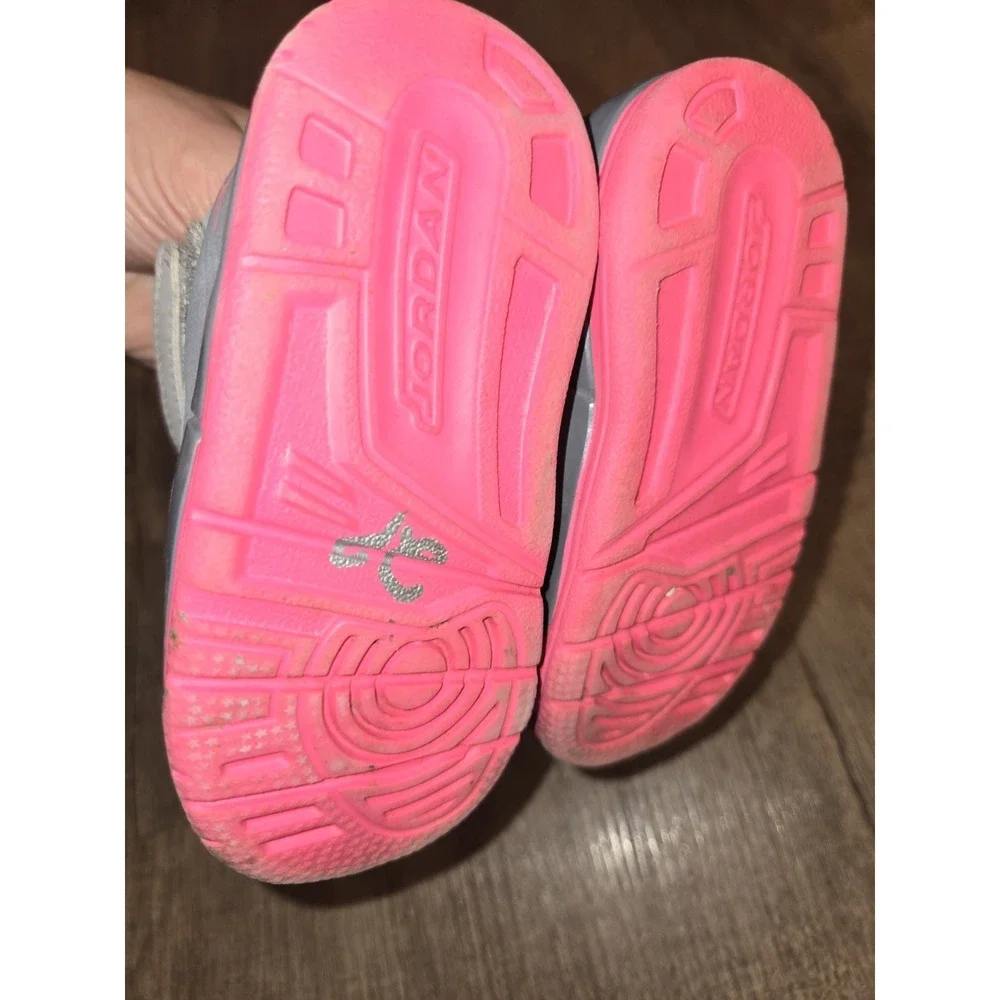 Kids Air Jordan‎ Flight Basketball Shoes Pink Grey Size 5C 645052-018